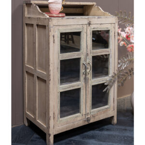 Unieke kast hout geel crème