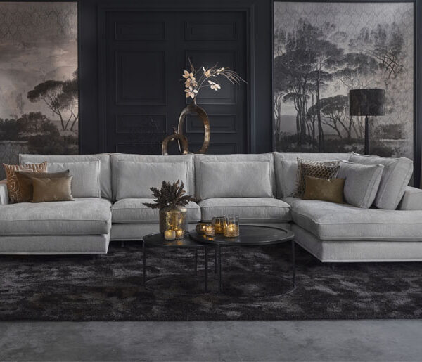 Claire U-opstelling beige moderne stof hoekbank - Lounge Zwolle
