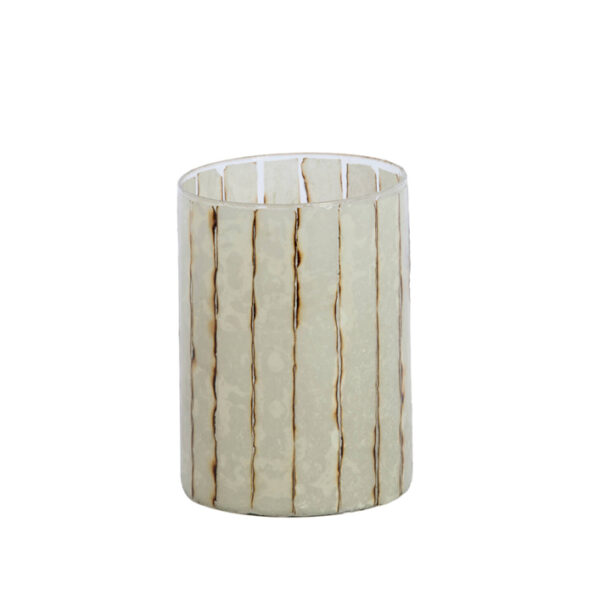 Tealight Ø14X20 Cm Drino Glass Clear+White