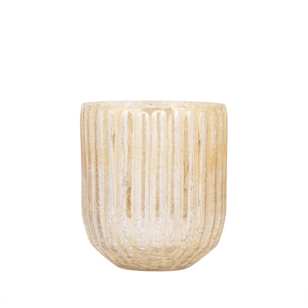 Evin Amber glass round stormlight crackle ombre S
