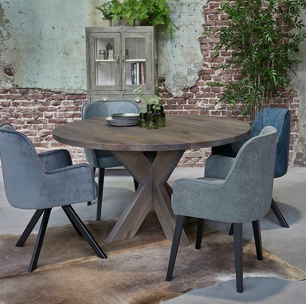 Eetkamertafel BIG Circle, dubbele X-poot (4 cm dik)