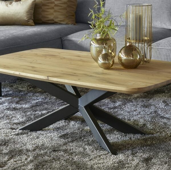 Organische salontafel, metalen spiderpoot